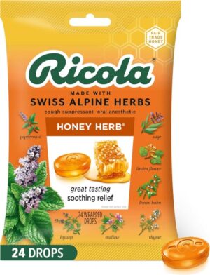 Ricola Swiss Alpine Honey Herb Cough Drops 24pc Peg Bag 8ct